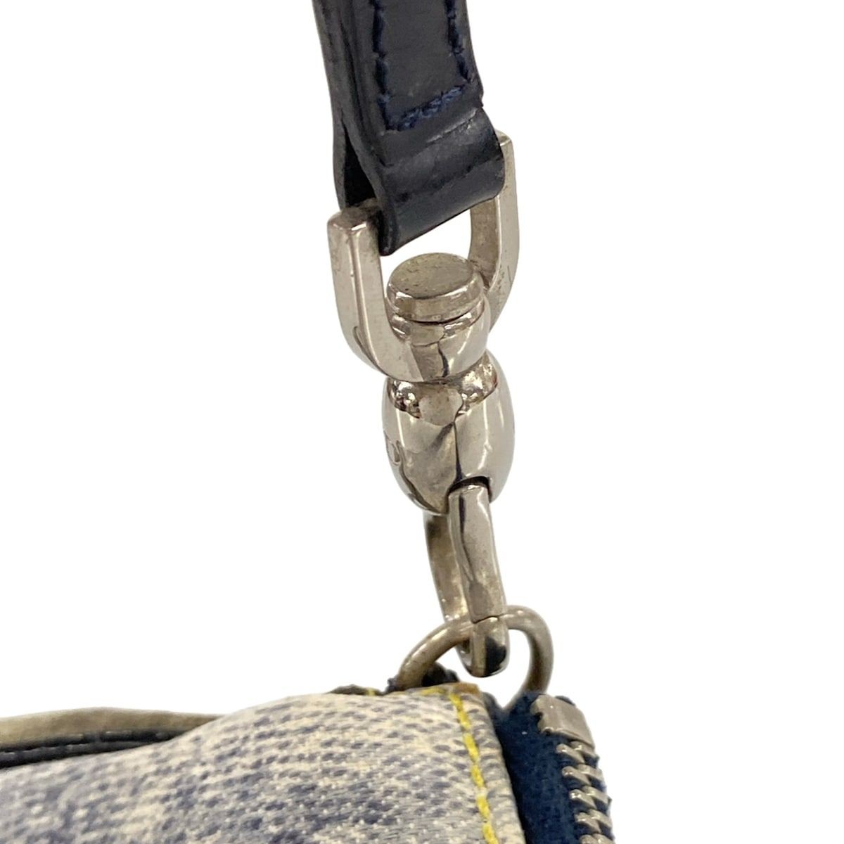 Dior Christian Dior Handbag Saddle Pouch Dark Gray Light Blue Navy Denim Print L
