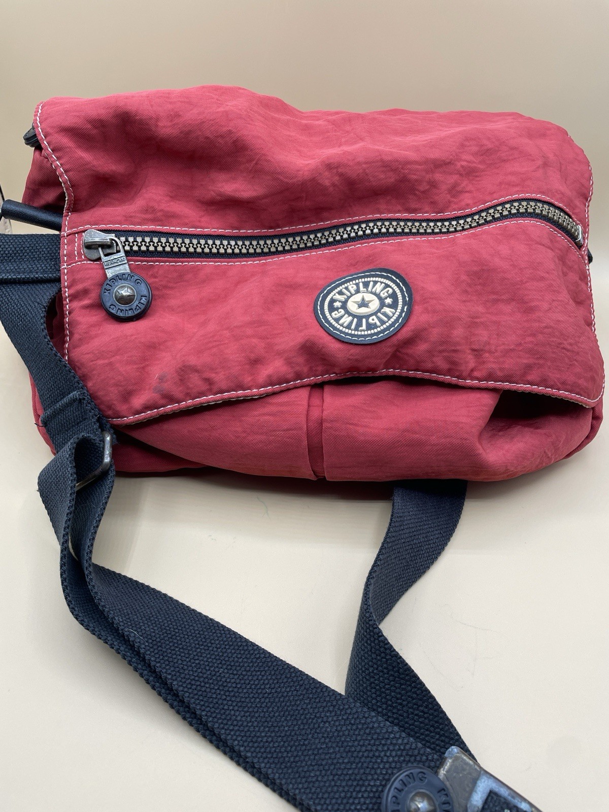 Vintage KIPLING Shoulder Bag Brick Red With Monkey