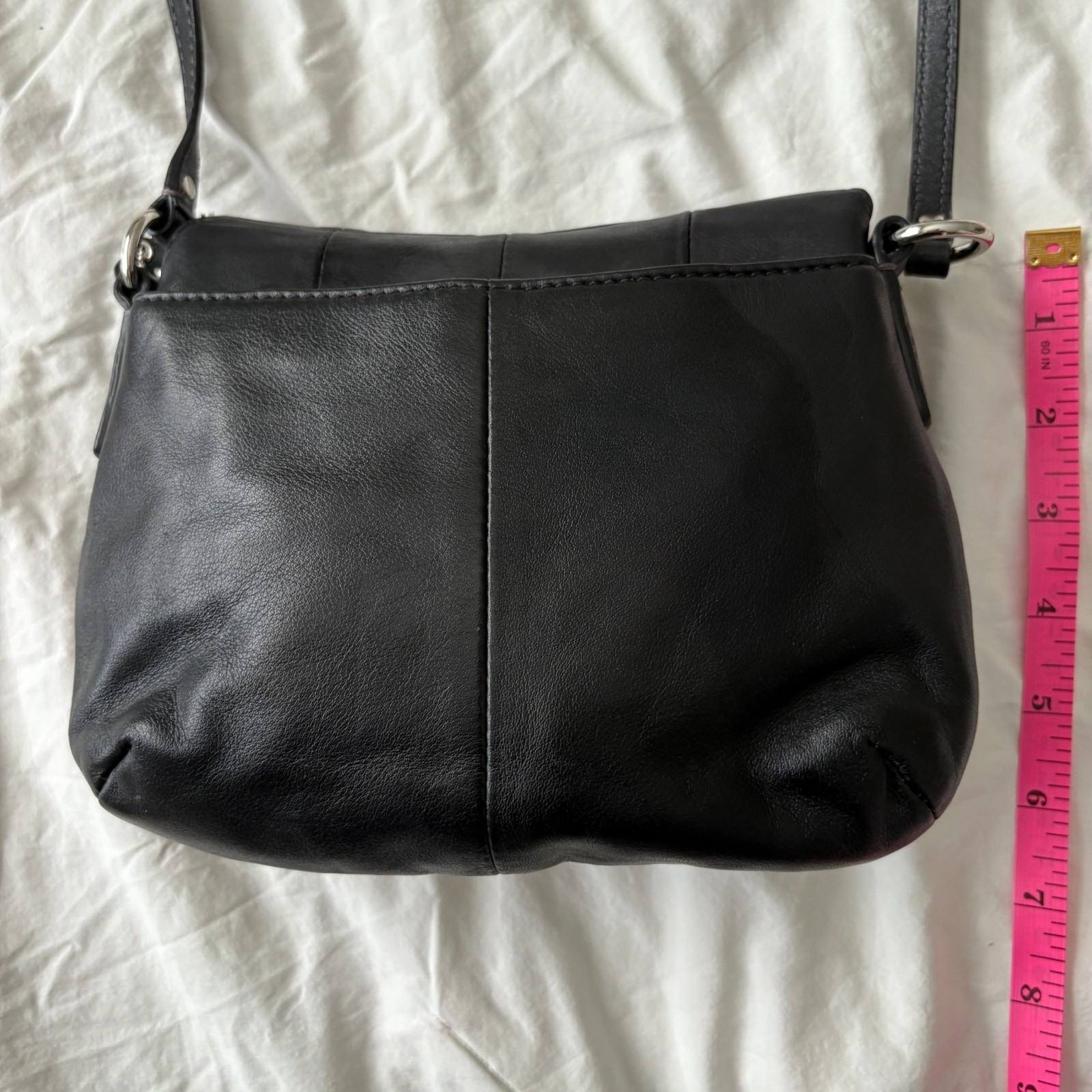 Coach Big Buckle Flap Snap Button Black Leather Quiet Luxury Crossbody Bag