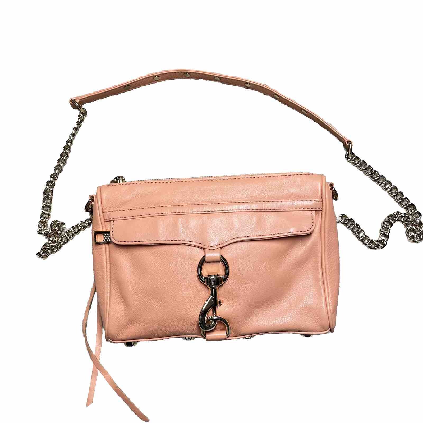 Rebecca Minkoff Mini MAC Crossbody Leather Purse Peach Gold Hardware Clutch Bag