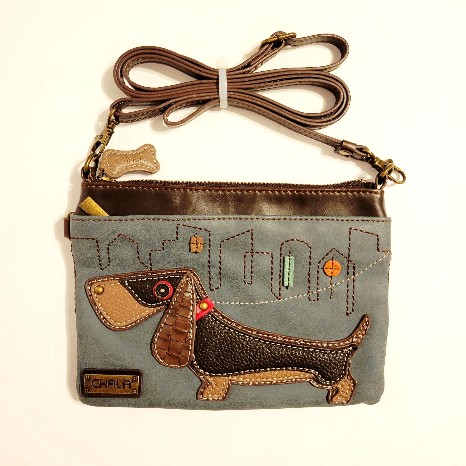 Chala Wiener Dachshund Dog In The City Mini Shoulder Crossbody Bag Purse Clutch