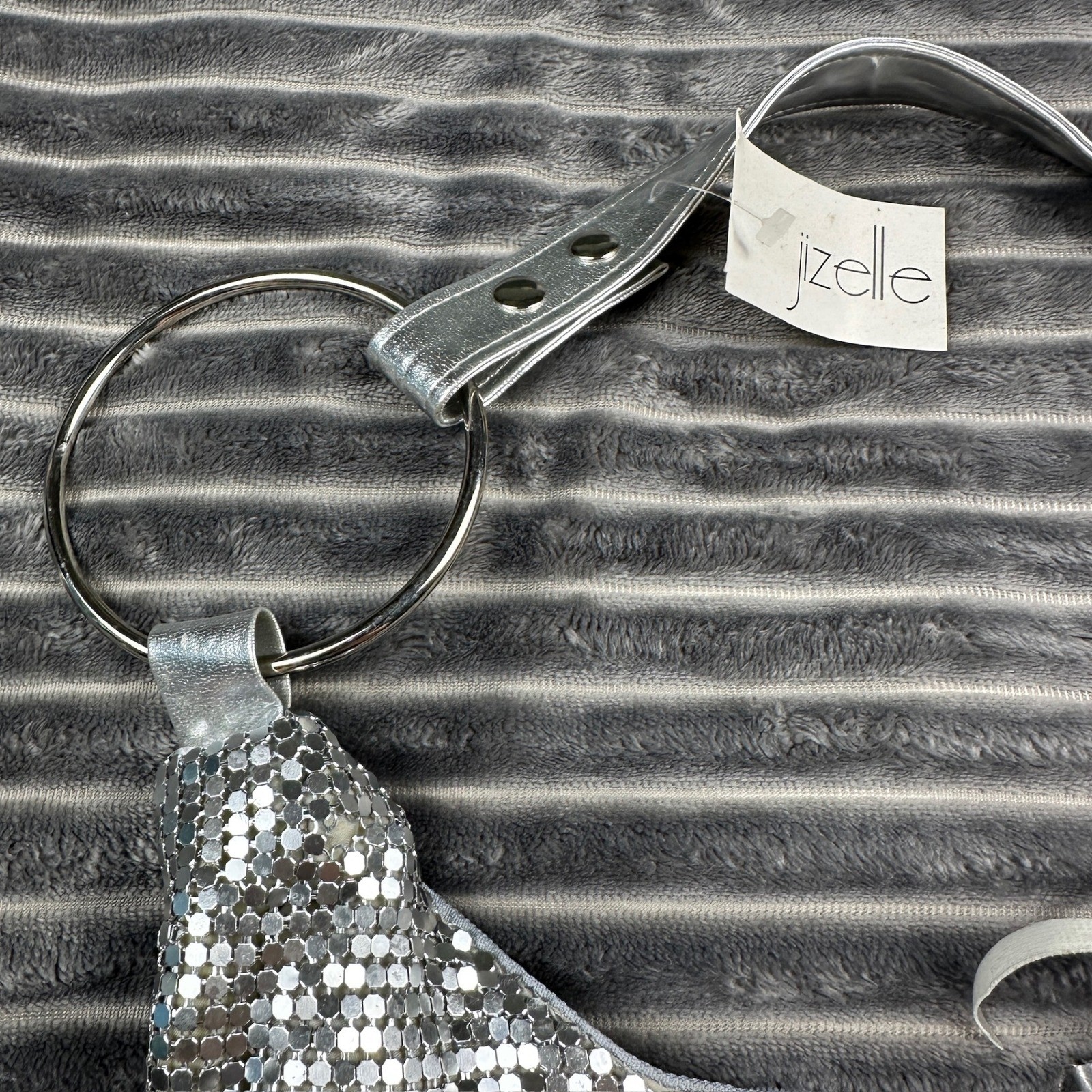 Jizelle Silver Metal Mesh Hobo Bag Y2K Chainmail O-Ring Shoulder Bag NWT