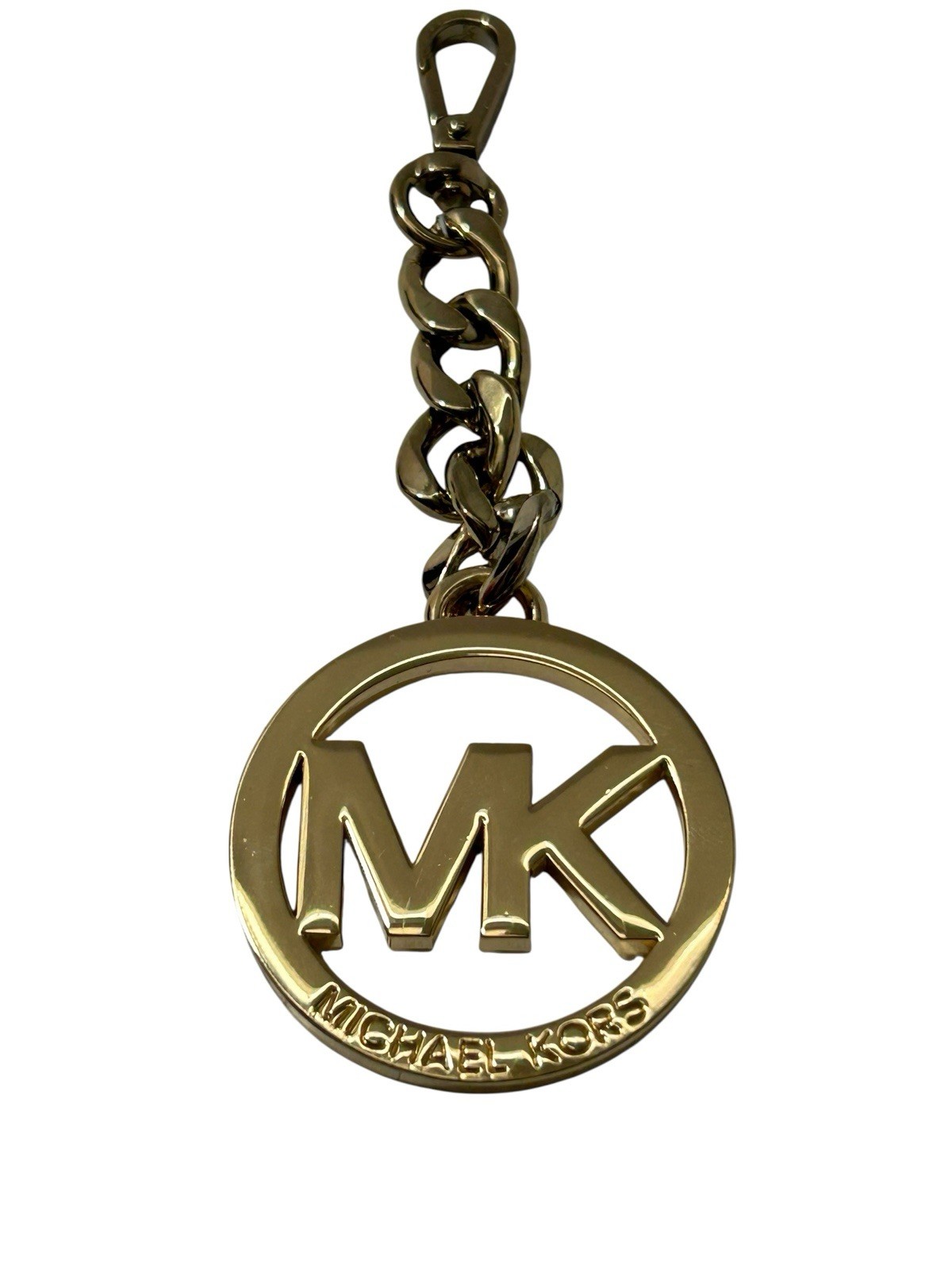 MICHAEL KORS “MK” Gold Tone SIGNATURE LOGO Key Ring/Fob Charm