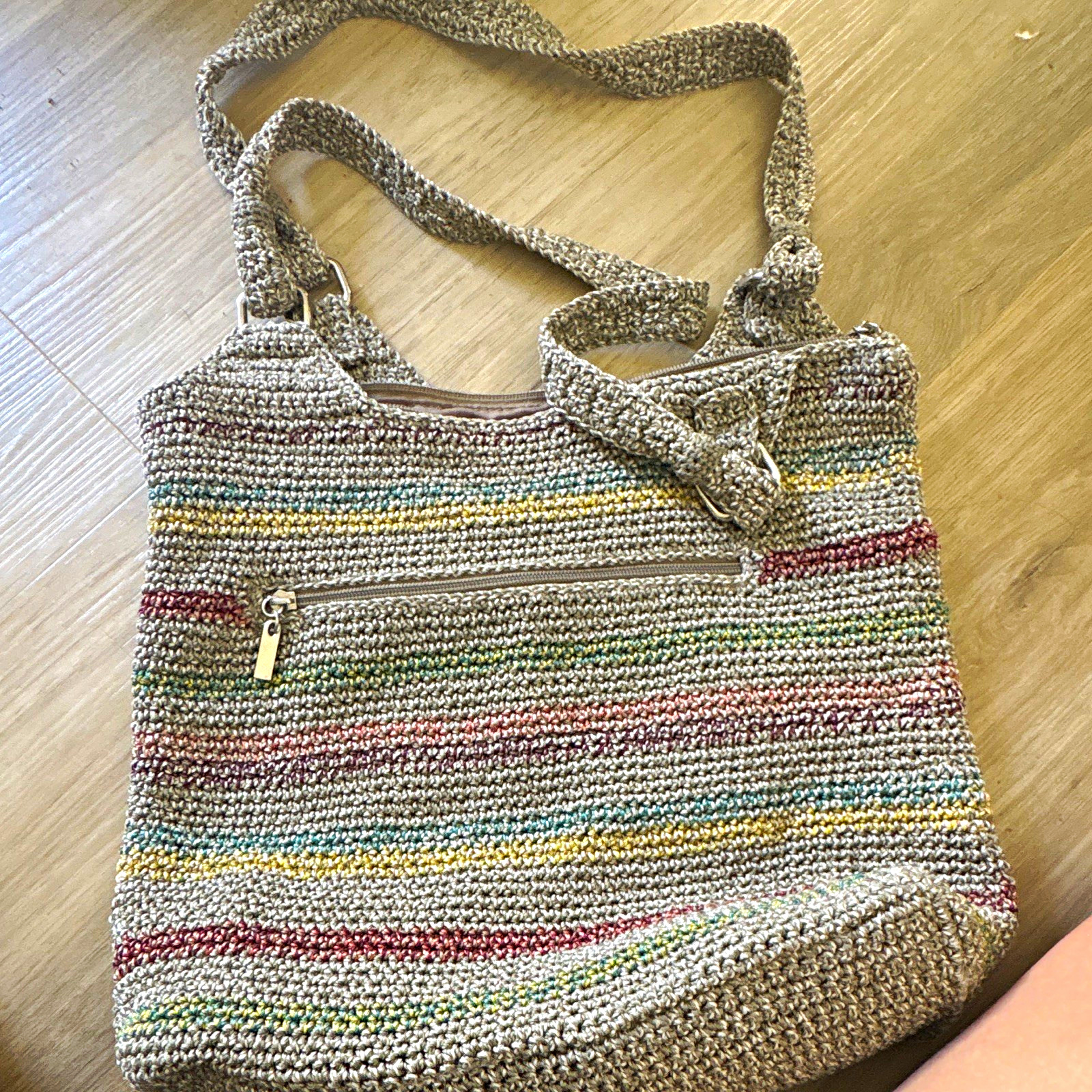 The Sak Multicolor Striped Shoulder Bag Zip Closure Lined Inner Pockets