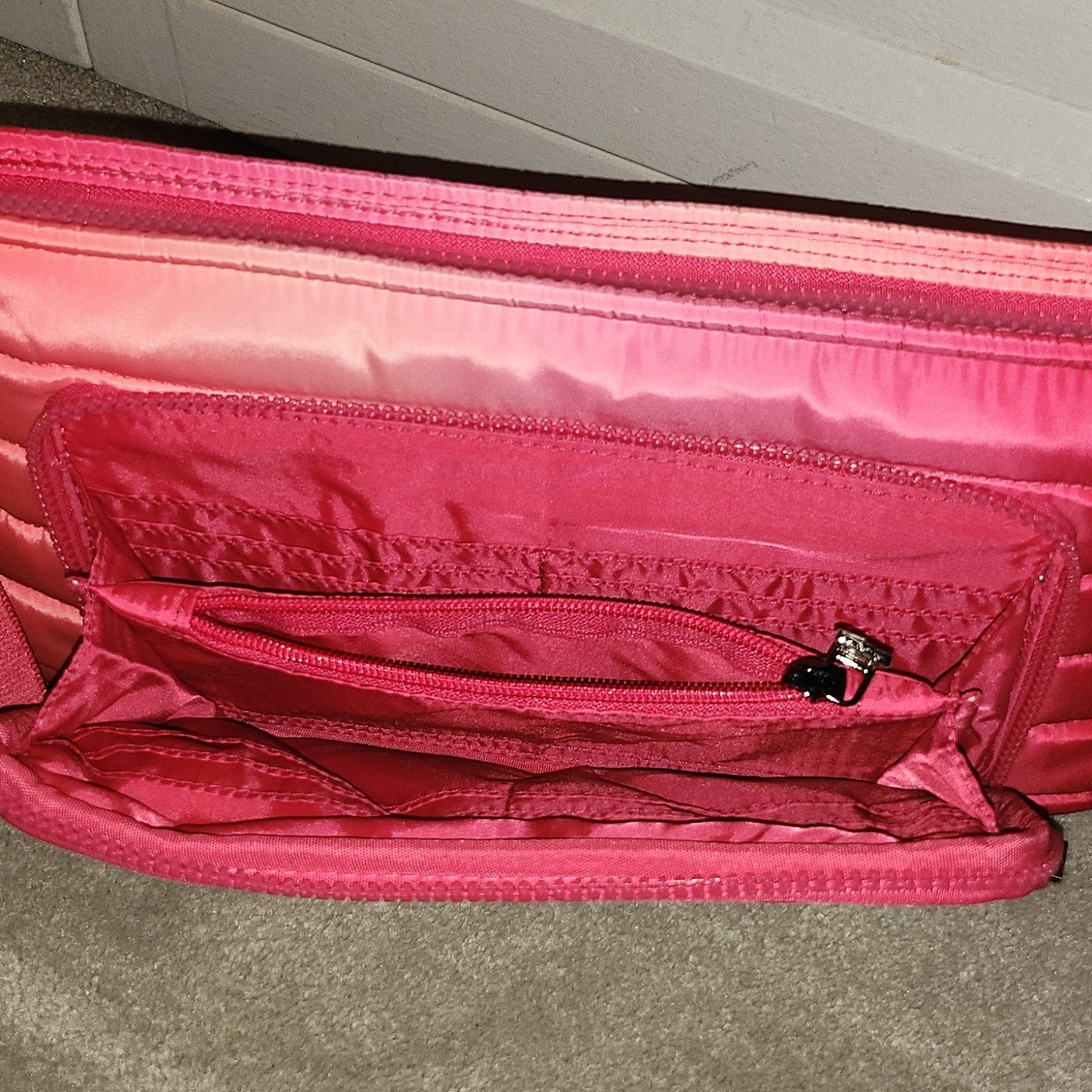 THINK ROYLN Pink Quilted Zip Crossbody Bag RFID Adjustable Detachable Strap