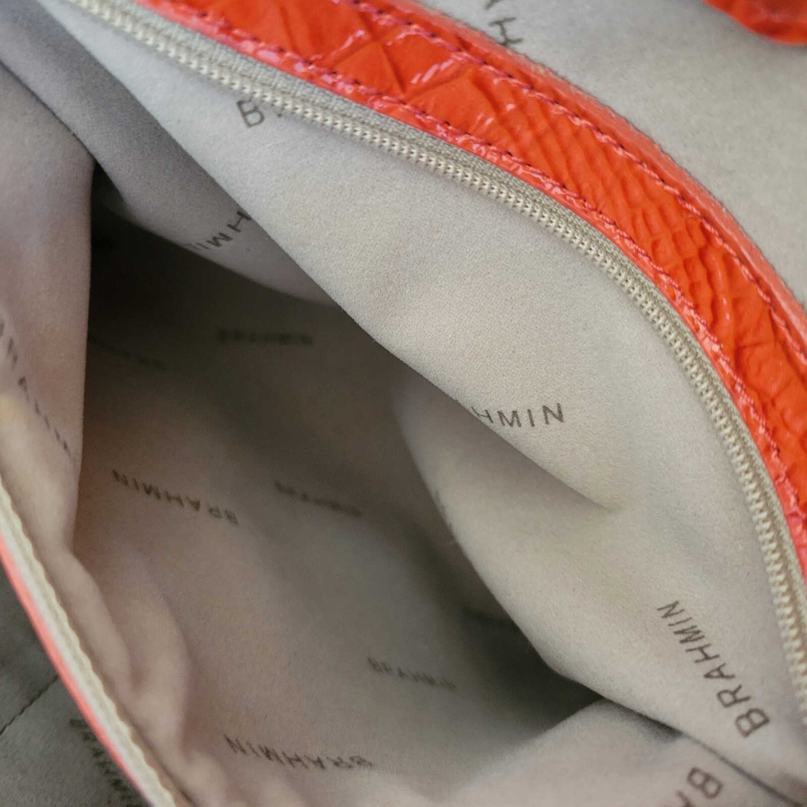 Brahmin Anytime Tote Glassy Melbourne Leather Expandable Large Orange Bag EUC