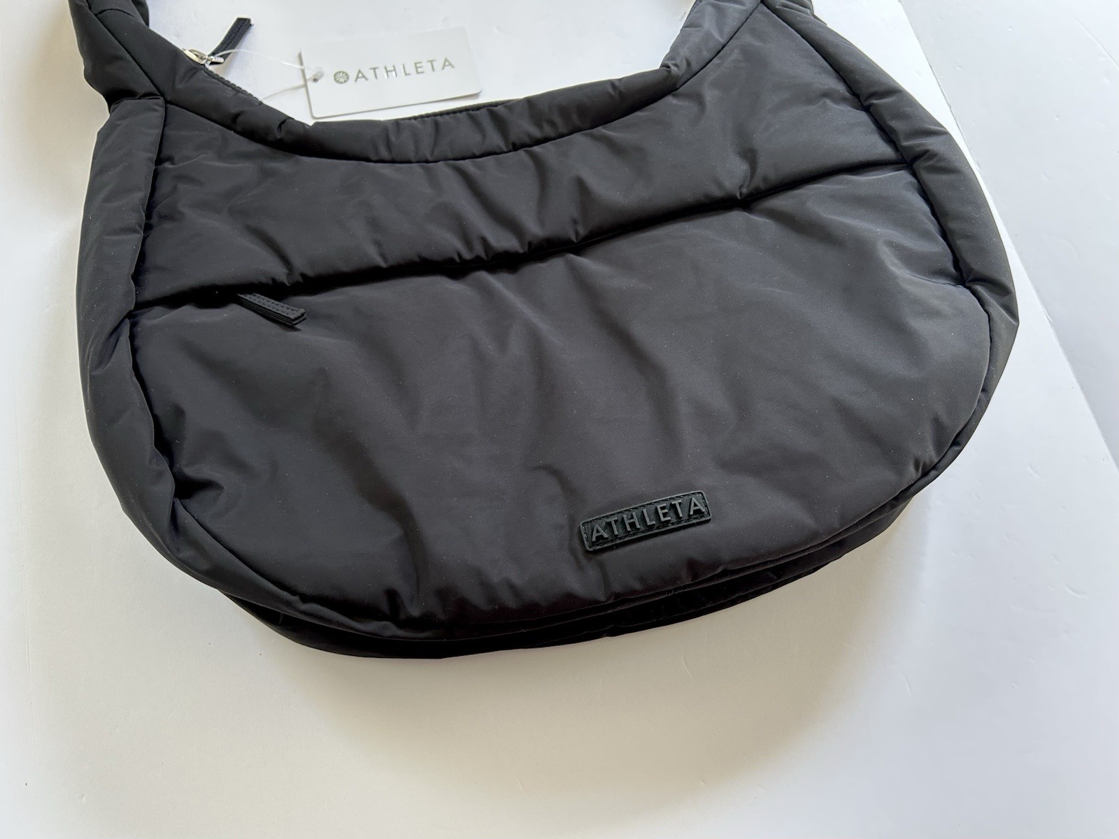 NEW! Athleta ALL ABOUT MEDIUM CROSSBODY HOBO BAG Black, Water Repellent Recycled