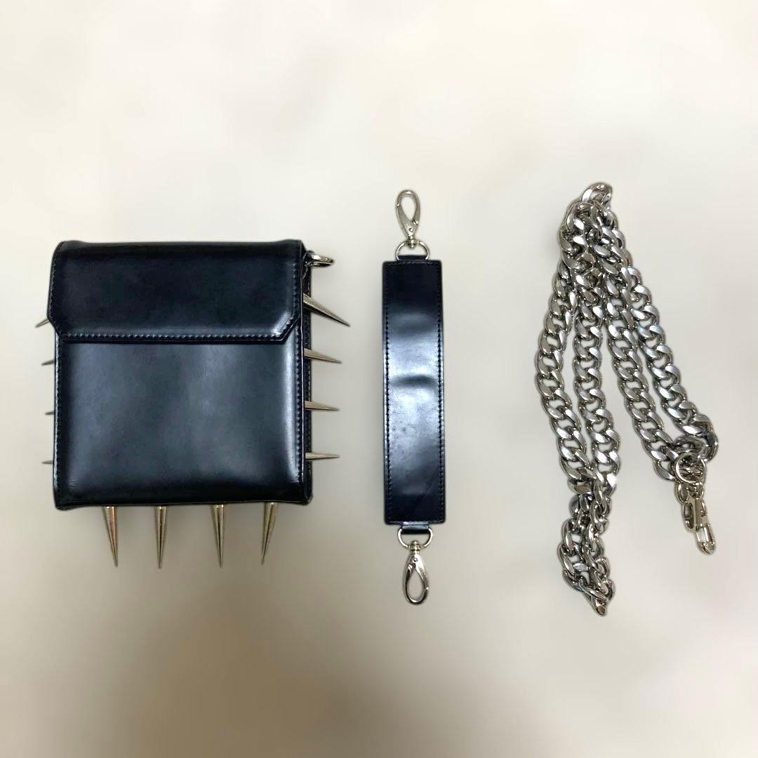 Junya Watanabe Comme des Garcons Leather 2-Way Bag Studs 6.3 x 6.7 x 2.2in Black