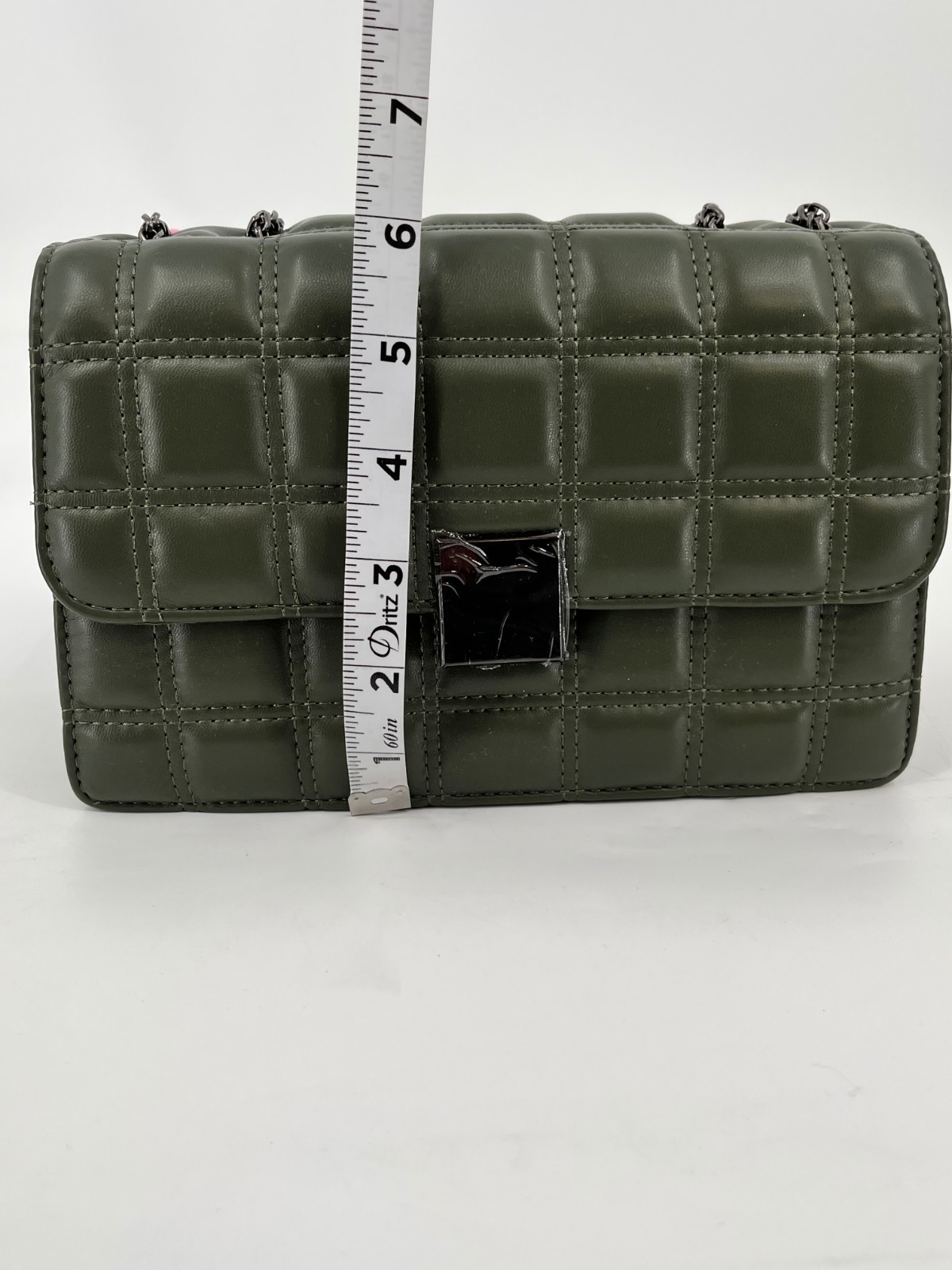 Like Dreams Emma Bubble Quilted Crossbody Green Vegan Leather Chain Strap