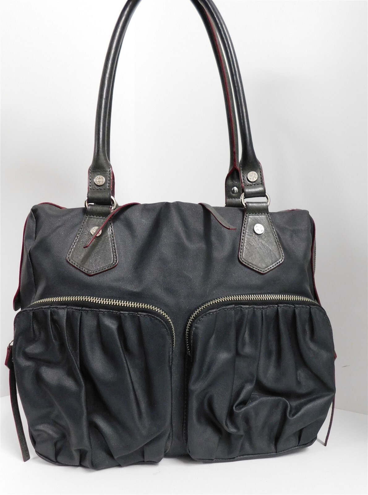 MZ Wallace Jane Bedford Pewter Nylon and Leather Tote Shoulder Bag