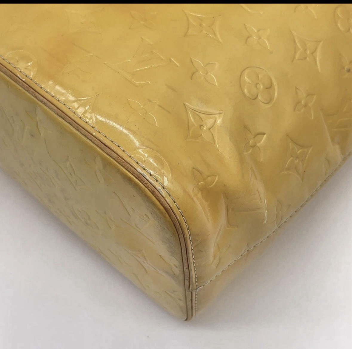 Authentic Louis Vuitton Vernis Houston Tote Yellow Patent Leather w COA CA0959