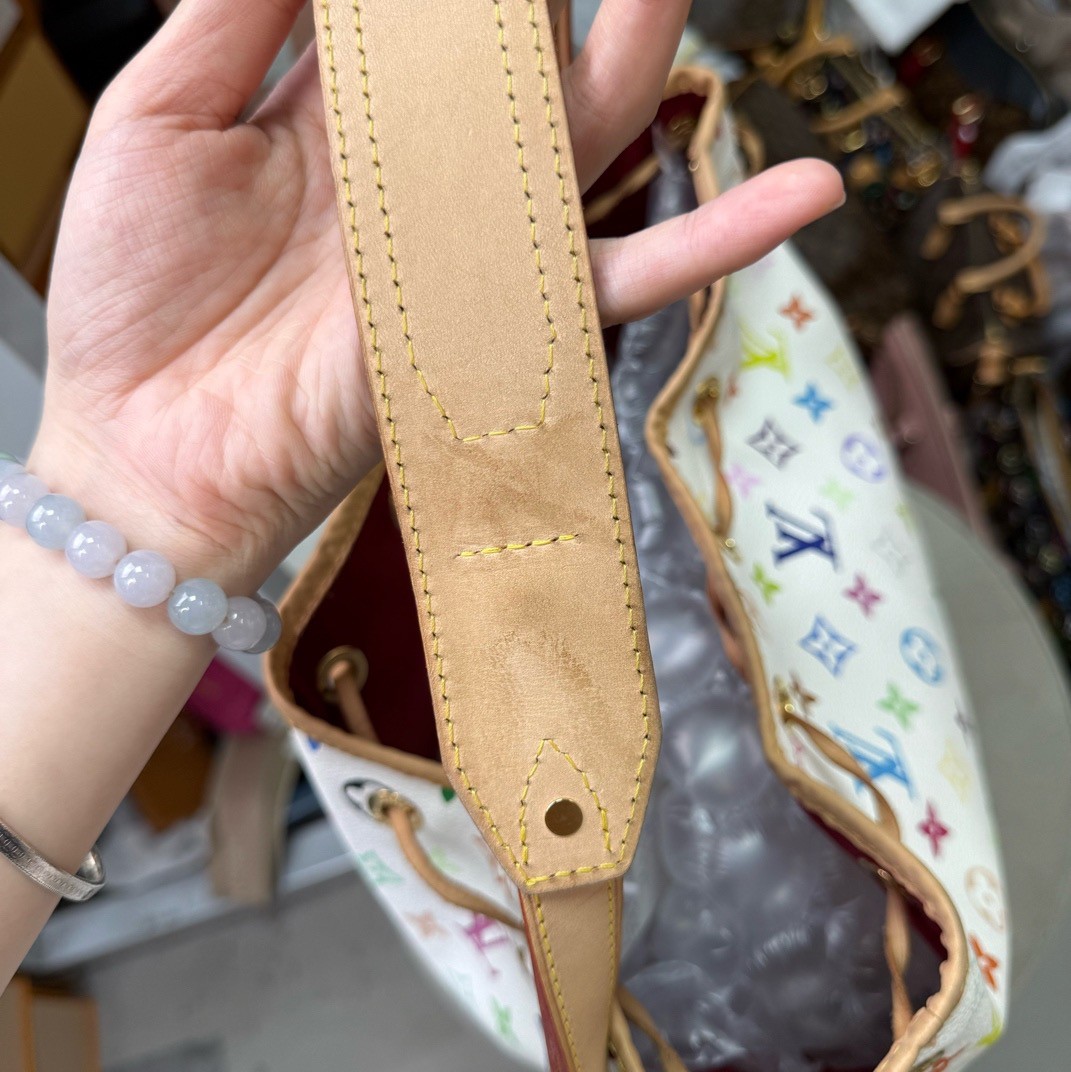Louis Vuitton Noe GM White Multicolore Monogram Bucket Bag Y2K Auth.