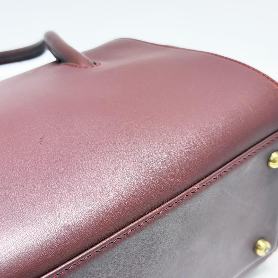 Must de Cartier Authentic Handbag Bordeaux Red Leather Tote Formal Mini Boston