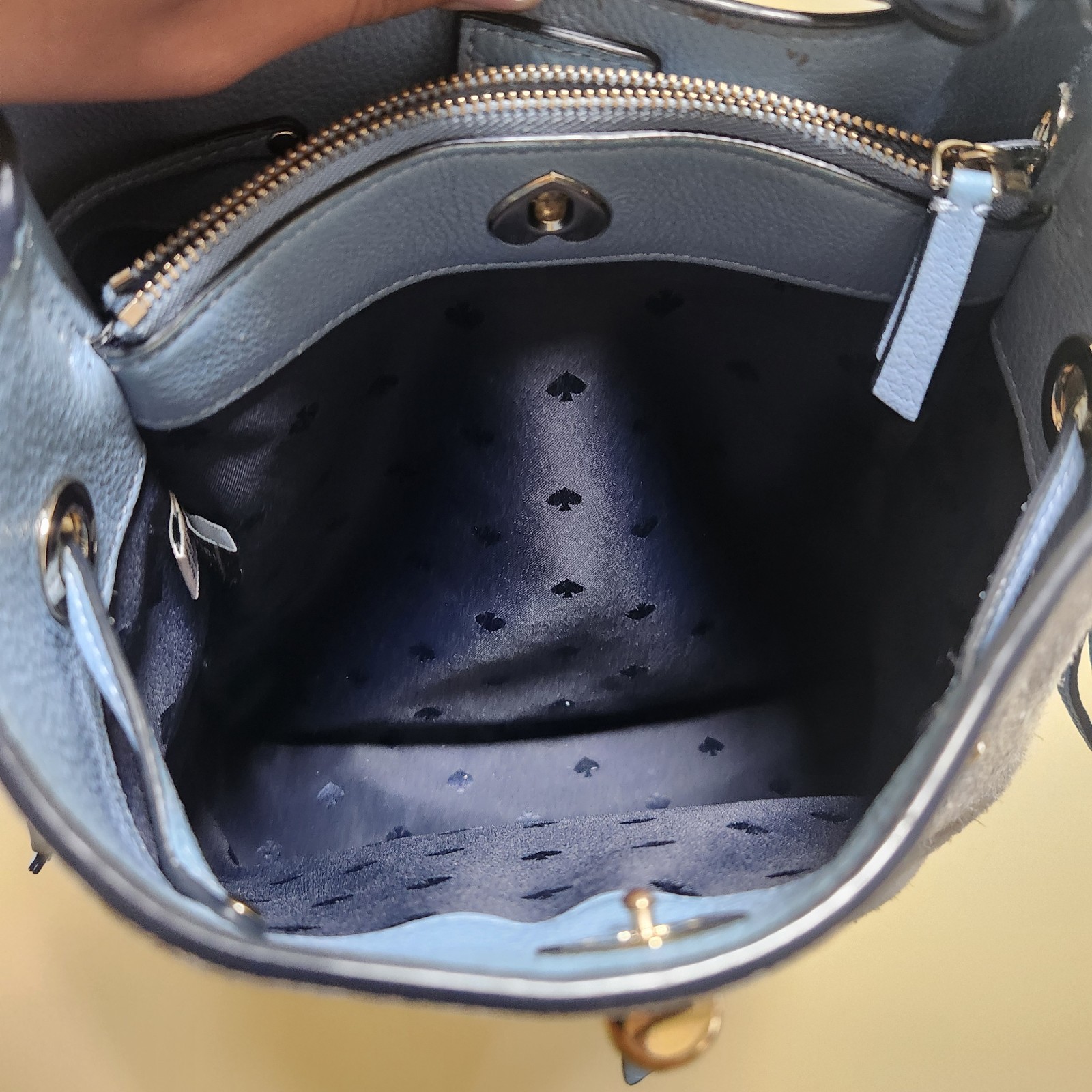 Kate Spade Marti Suede Large Bucket Bag Shoulder Bag Crossbody Dusty Blue