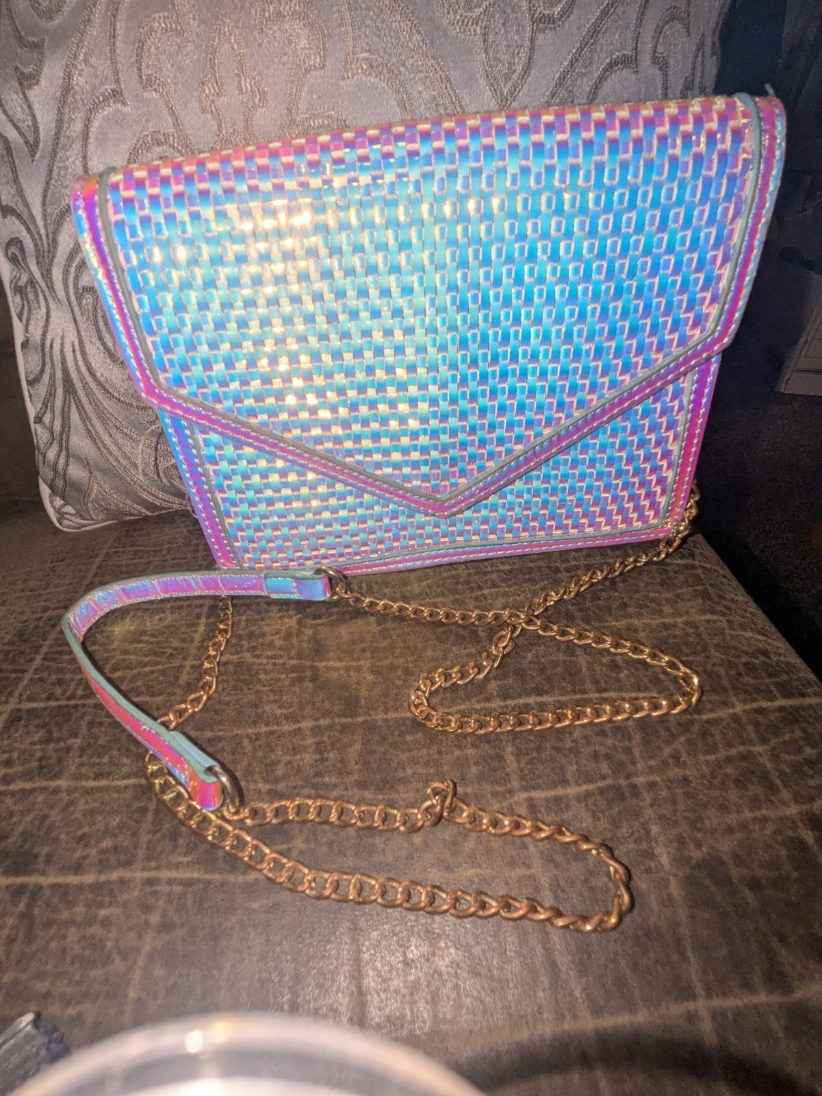 Bam Forever Small Irredescent Holographic Crossbody Goldtone Chain Bag Purse…