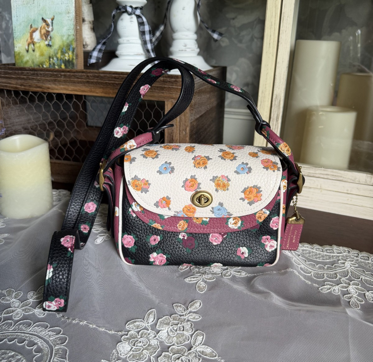 Limited Edition Coach X Tabitha Simmons Meadow Rose Floral Print Crossbody Purse