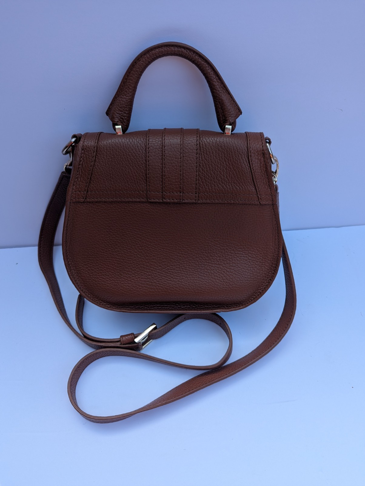 DeMellier Mini Venice bag Brown Grained Leather Tassel Tote Crossbody VGC
