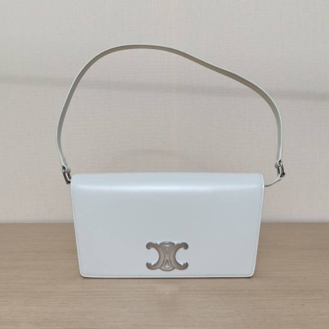 CELINE White Trapeze triomphe Shoulder Bag Crossbody Bag