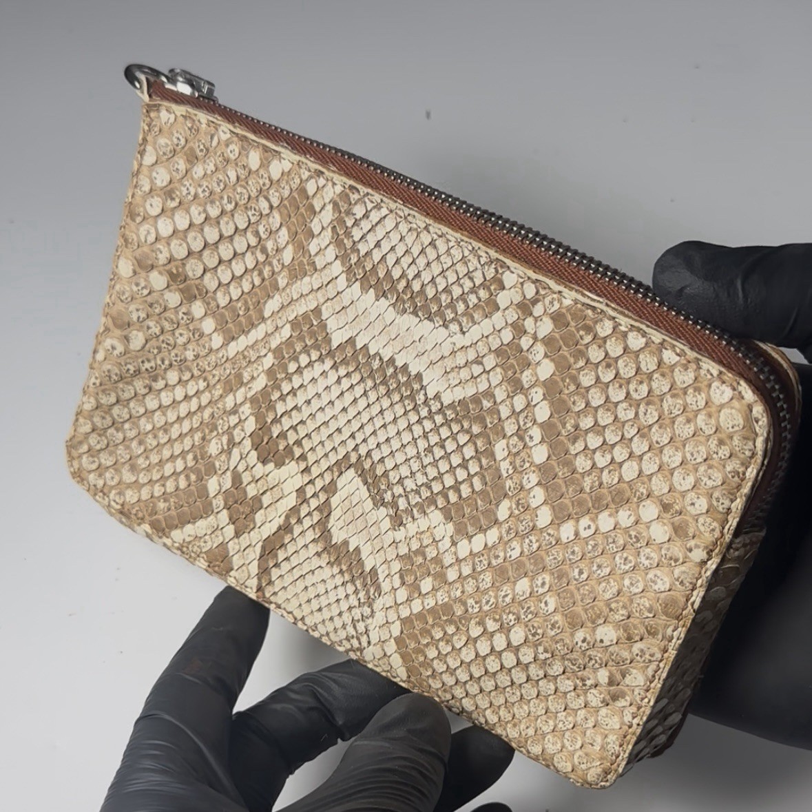 Genuine burmese python wristlet with natural markings