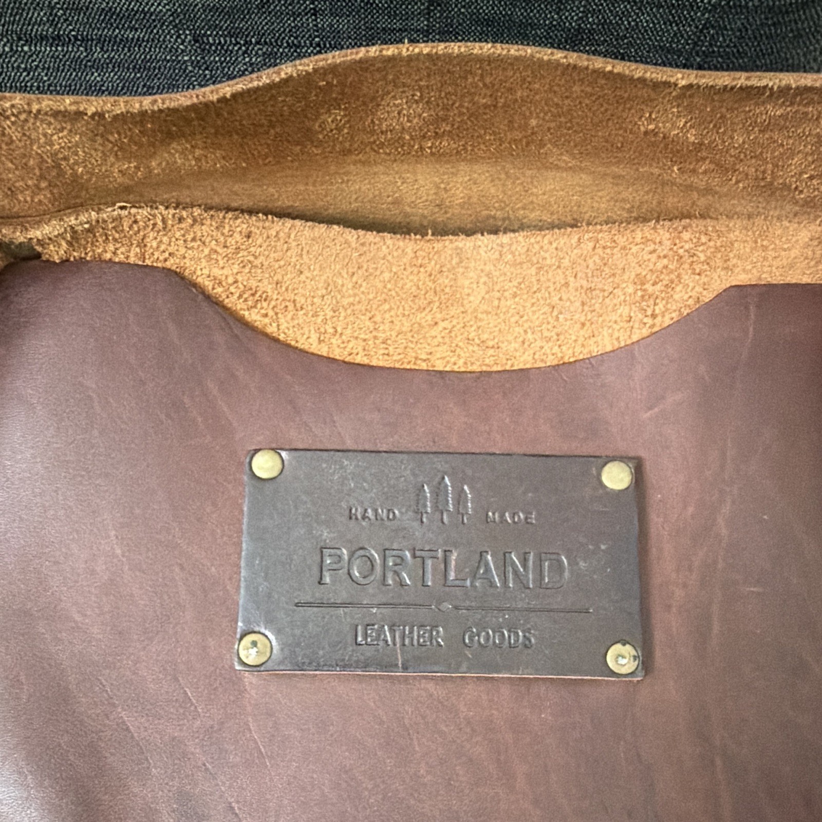 Portland Leather Goods Brown Tote Shoulder Bag Brass Hardware Tassel Accent
