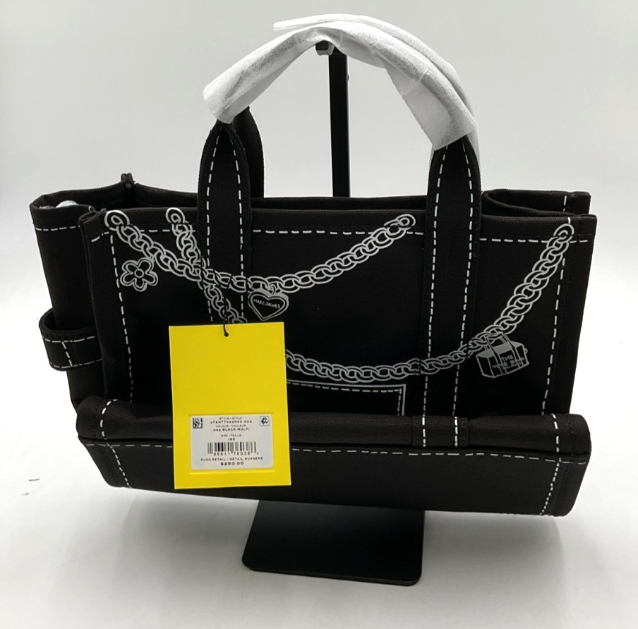 Marc Jacobs The Medium Canvas Black Chain Graphic Tote Bag NWT