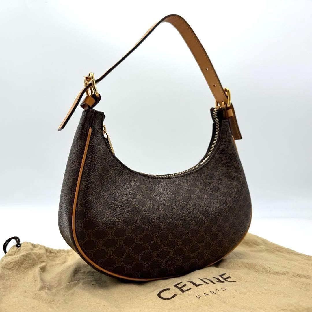 CELINE Ava Hobo macadam one shoulder Bag zip color Brown PVC Leather fashion