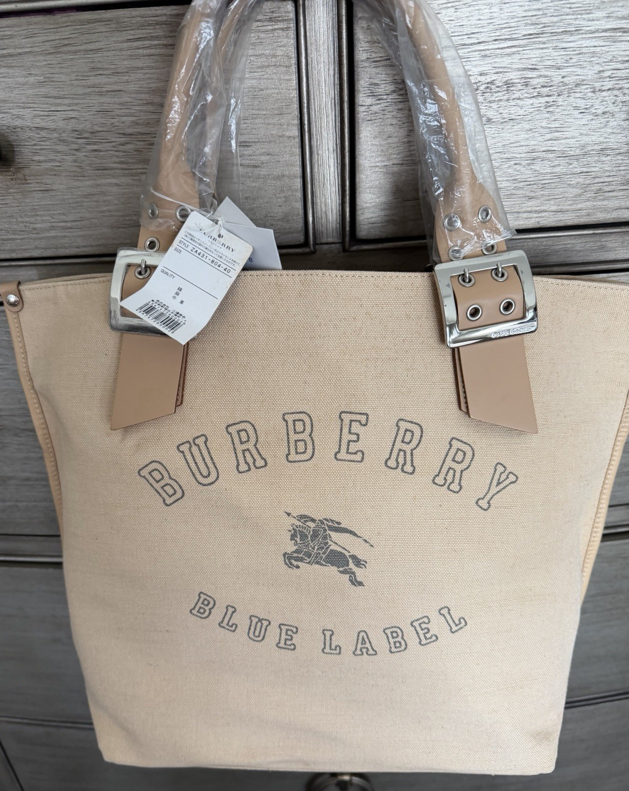Burberry Blue Label Canvas Leather Tote Bag NWT Japan Exclusive Rare Authentic