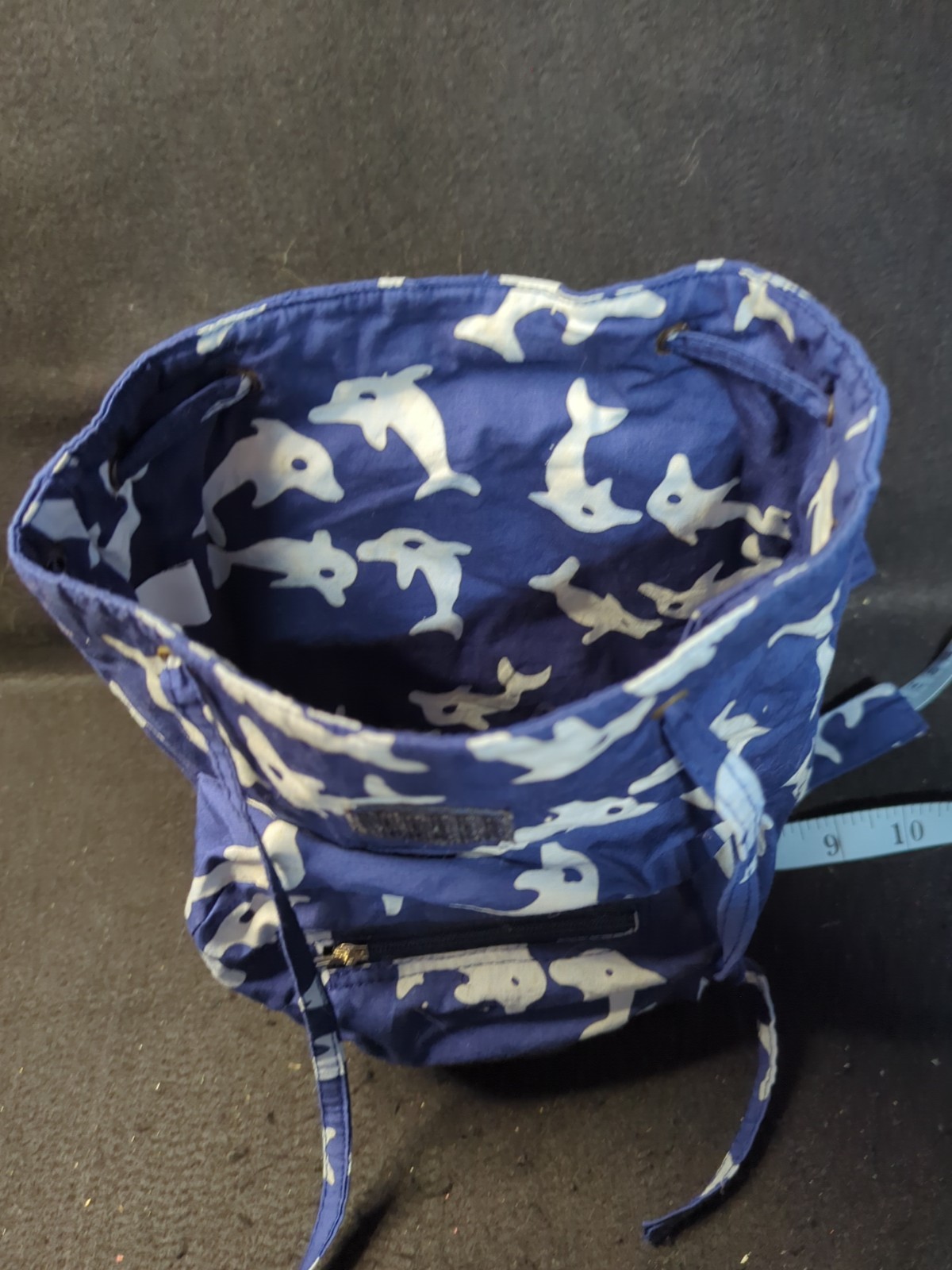 La Petite Plage French West Indies Blue/WhiteDolphin Print Small Backpack Cotton