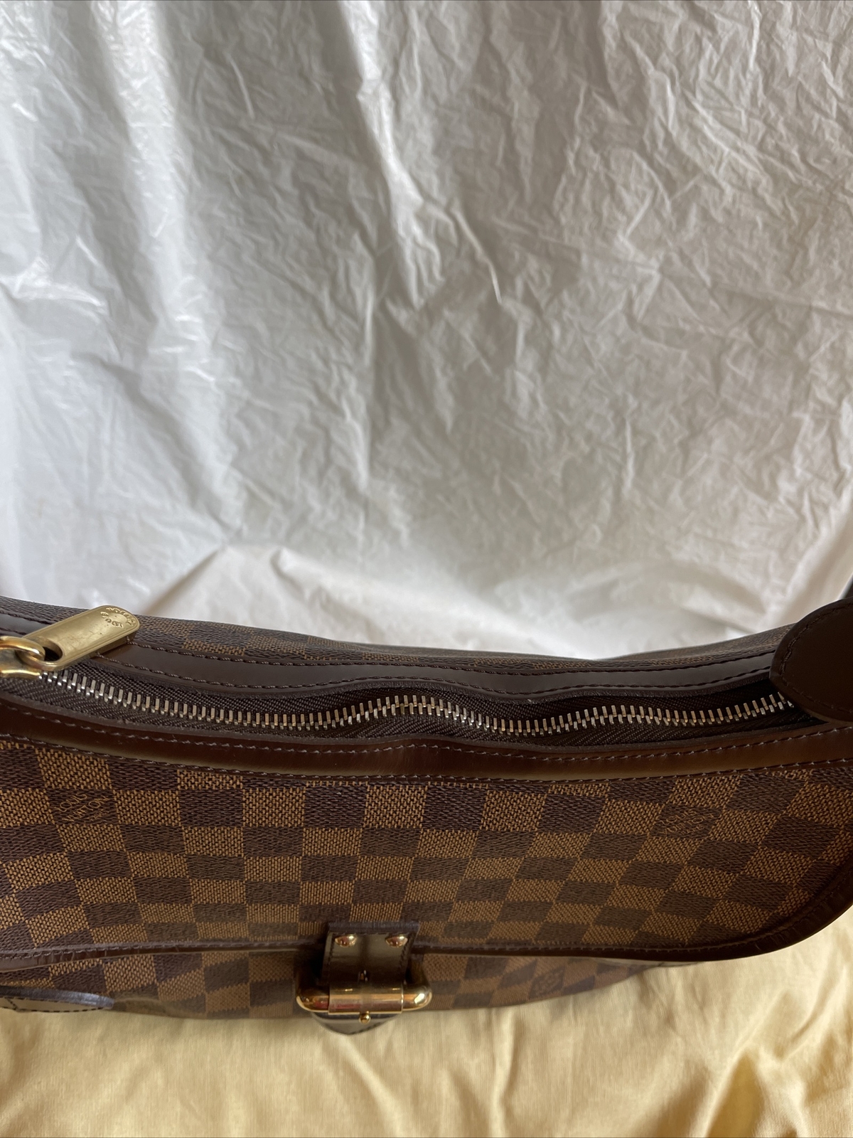 AUTHENTIC LOUIS VUITTON HIGHBURY DAMIER EBENE LEATHER HOBO SHOULDER BAG HANDBAG