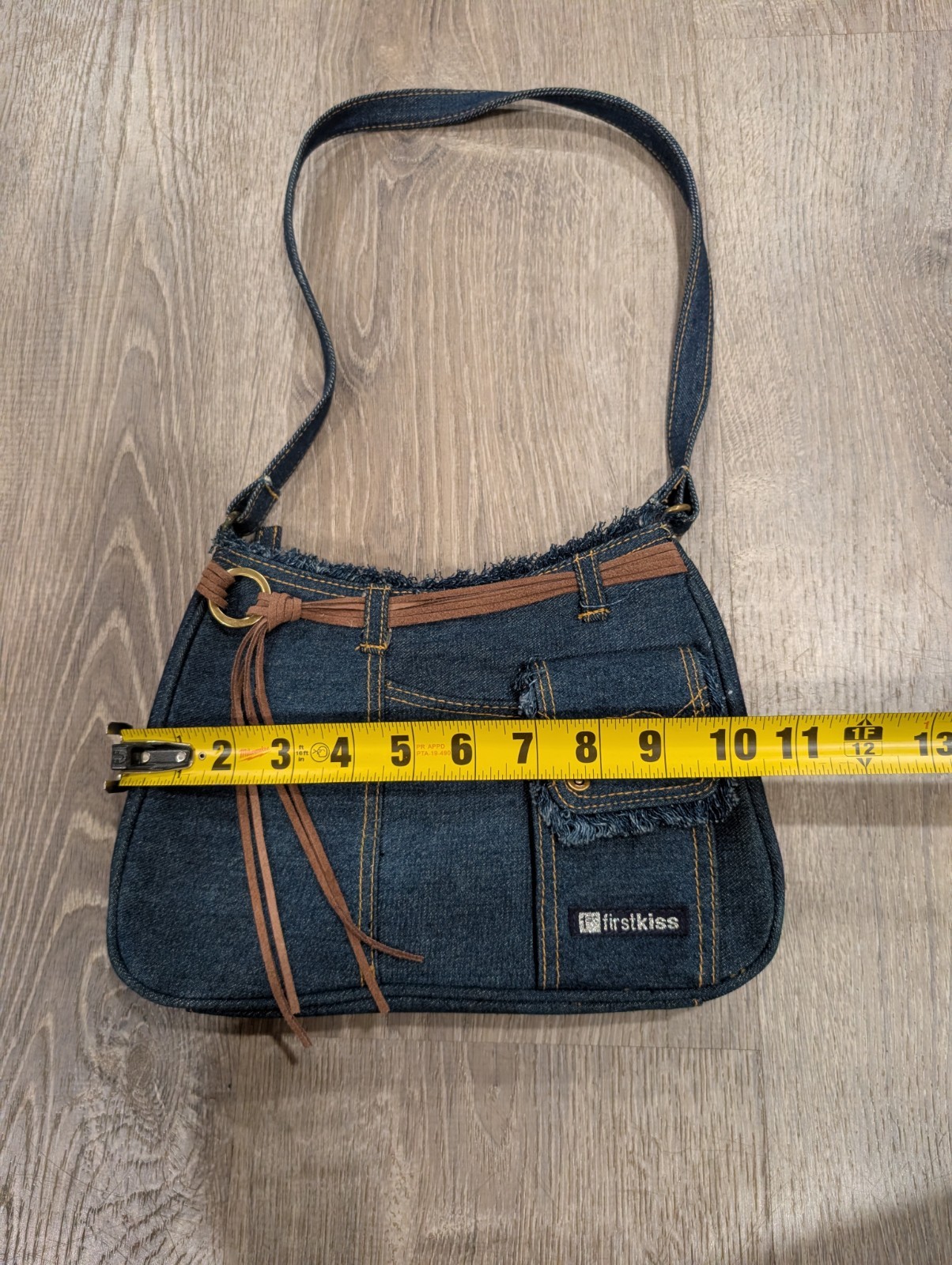 Vintage Y2K distressed denim shoulder hobo bag blue