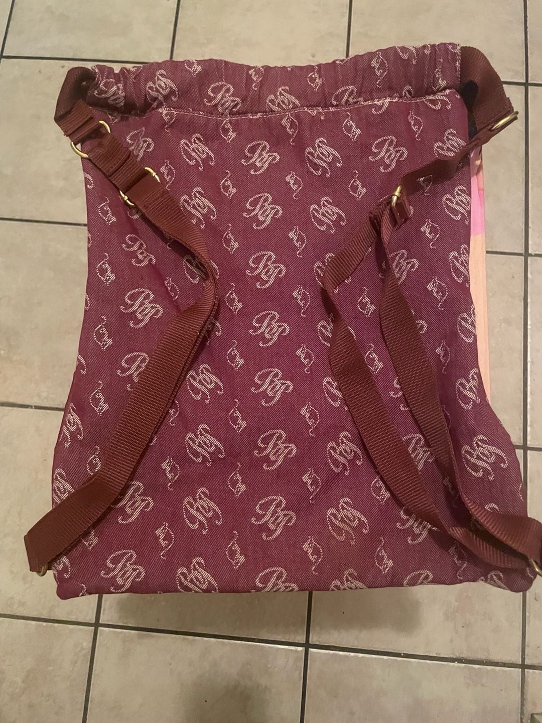 Baby Phat Monogram Print Drawstring Backpack
