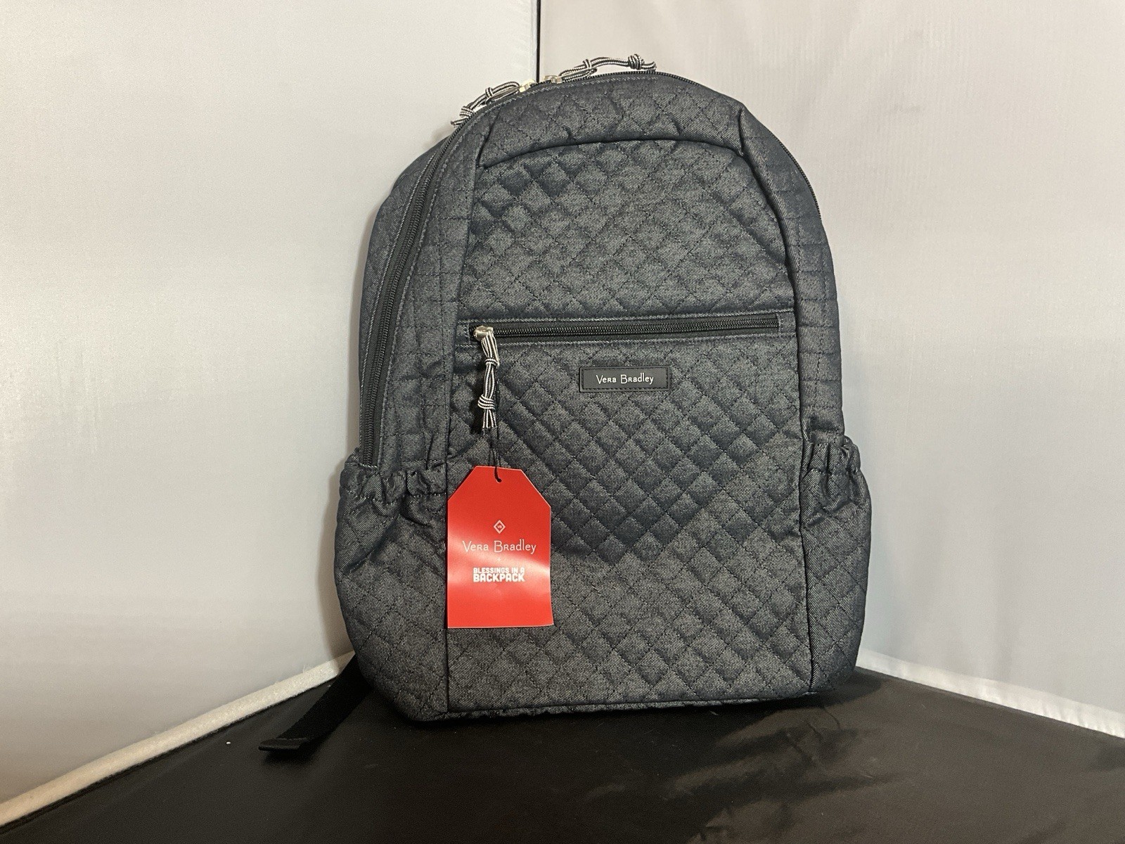 Vera Bradley Blessing In A Backpack Black Quilted Backpack NWT – 12”x16”