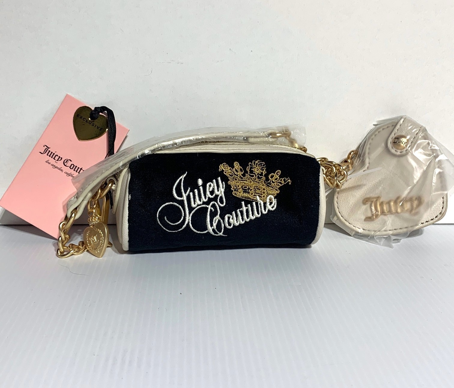 Juicy Couture The Key To Juicy Mini Barrel Wristlet With Strap, New in Package