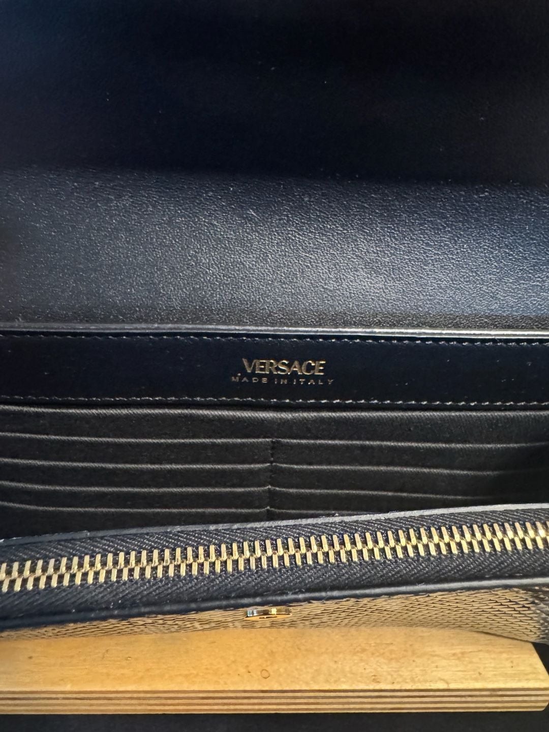 Versace Virtus Snakeskin Embossed Leather Wallet on Chain Shoulder Bag
