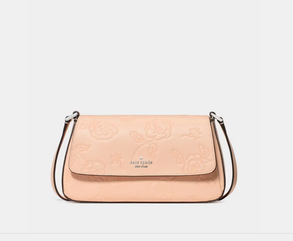Kate Spade New York Sutton Mini Crossbody Floral Leather Purse – Crisp Peach