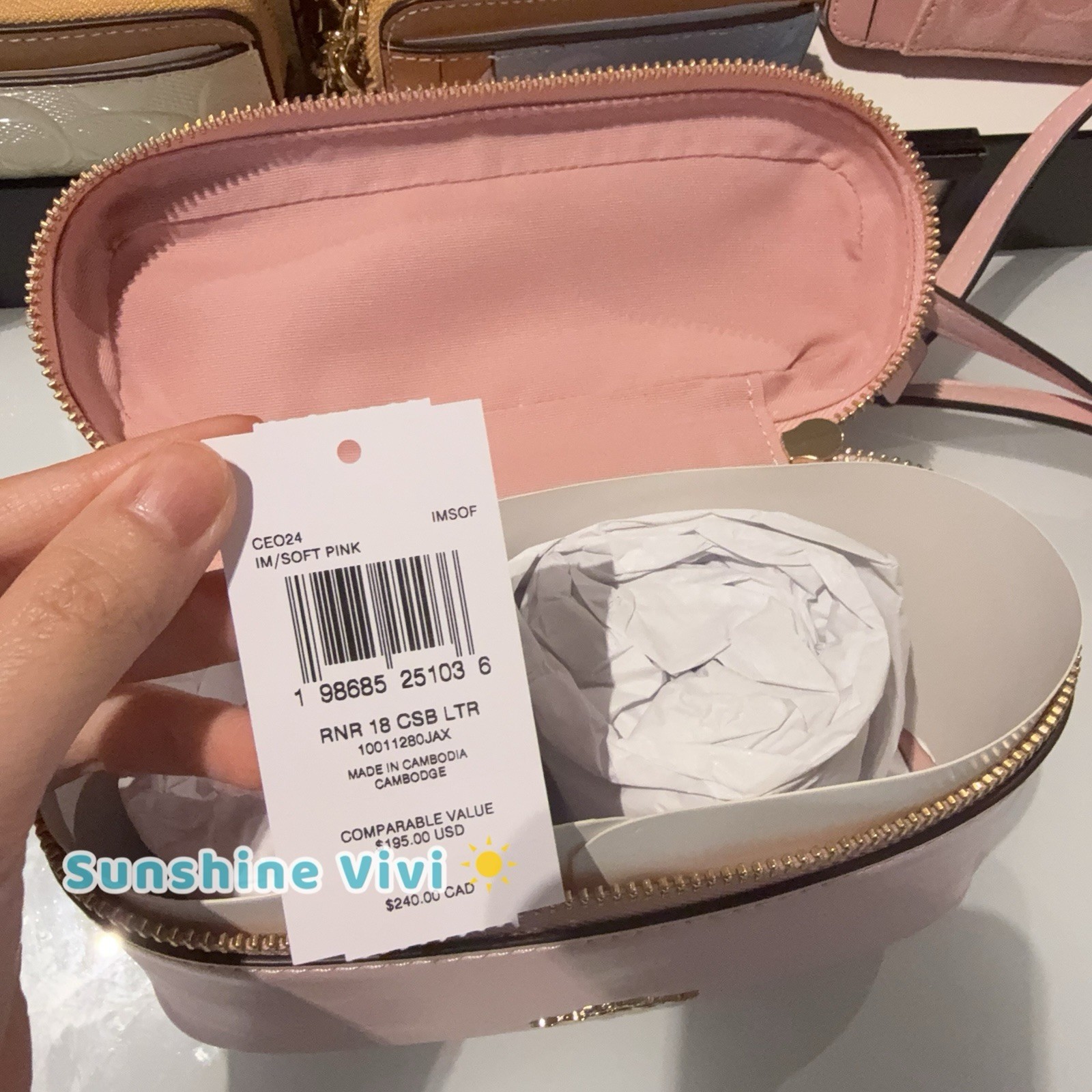 NWT Coach Rainer Crossbody Bag 18 CEO24 Gold/Soft Pink Shiny smooth leather