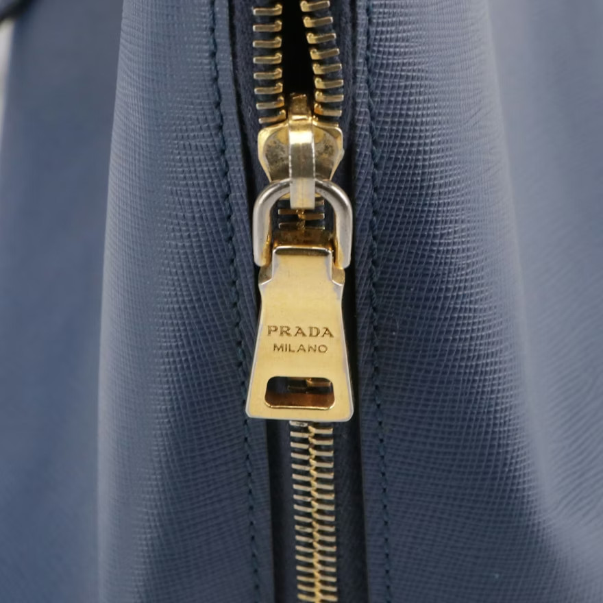 PRADA PROMENADE SAFFIANO LUX, BLUE DOME SATCHEL w/ Detachable Shoulder Strap