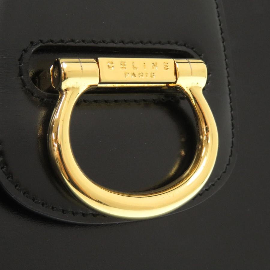 CELINE Bag: Black Leather W29.5H21D9cm w/dust bag;