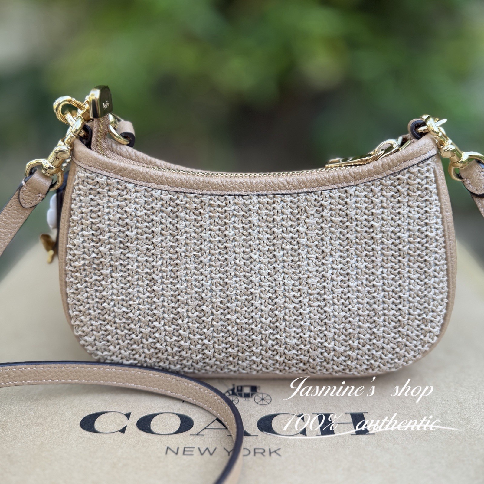 NWT Coach Teri Mini Crossbody Bag CDW66 straw/Gold/Toast