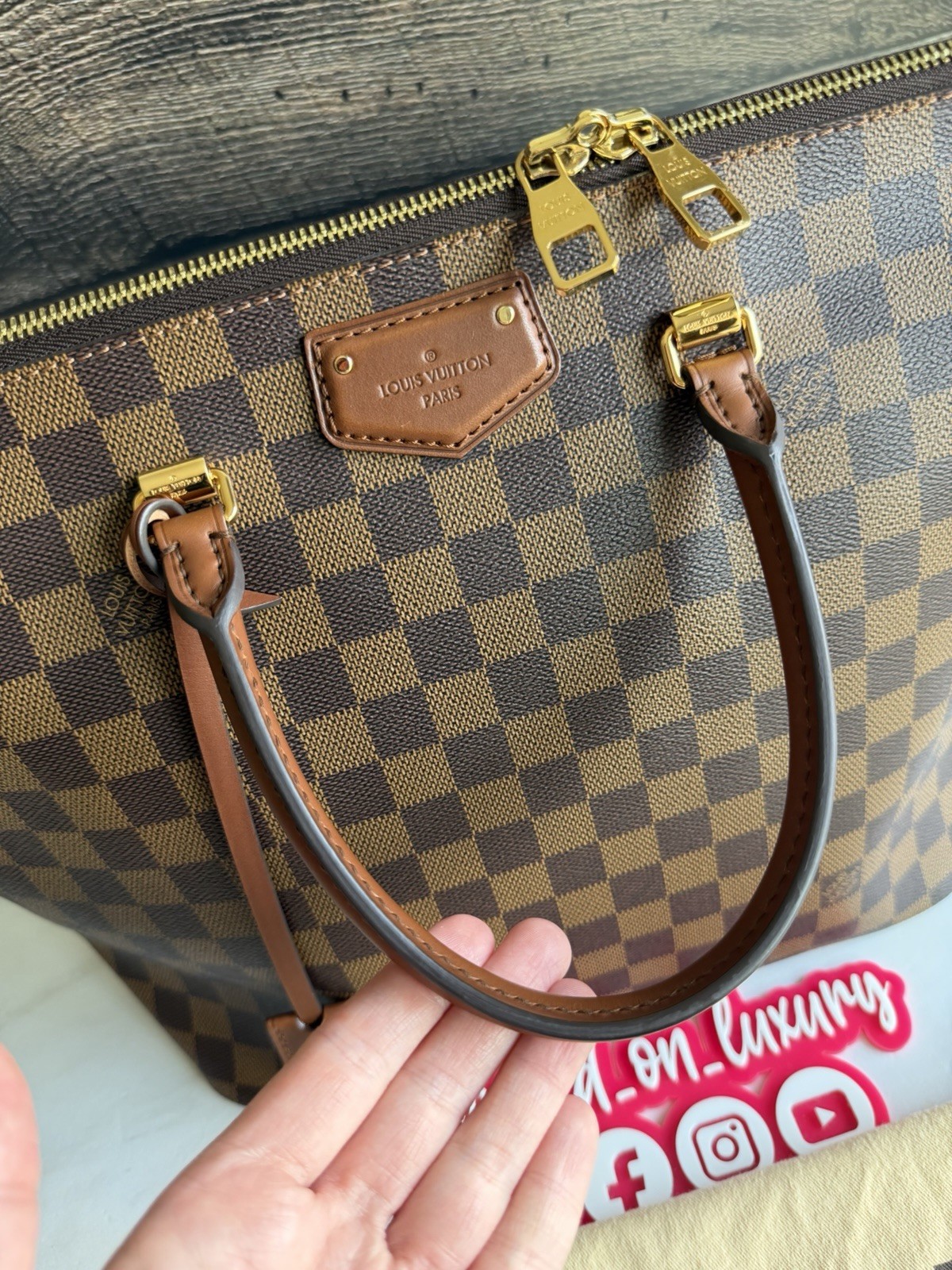 Authentic Louis Vuitton Belmont Damier Ebene Canvas Handbag Purse Tote