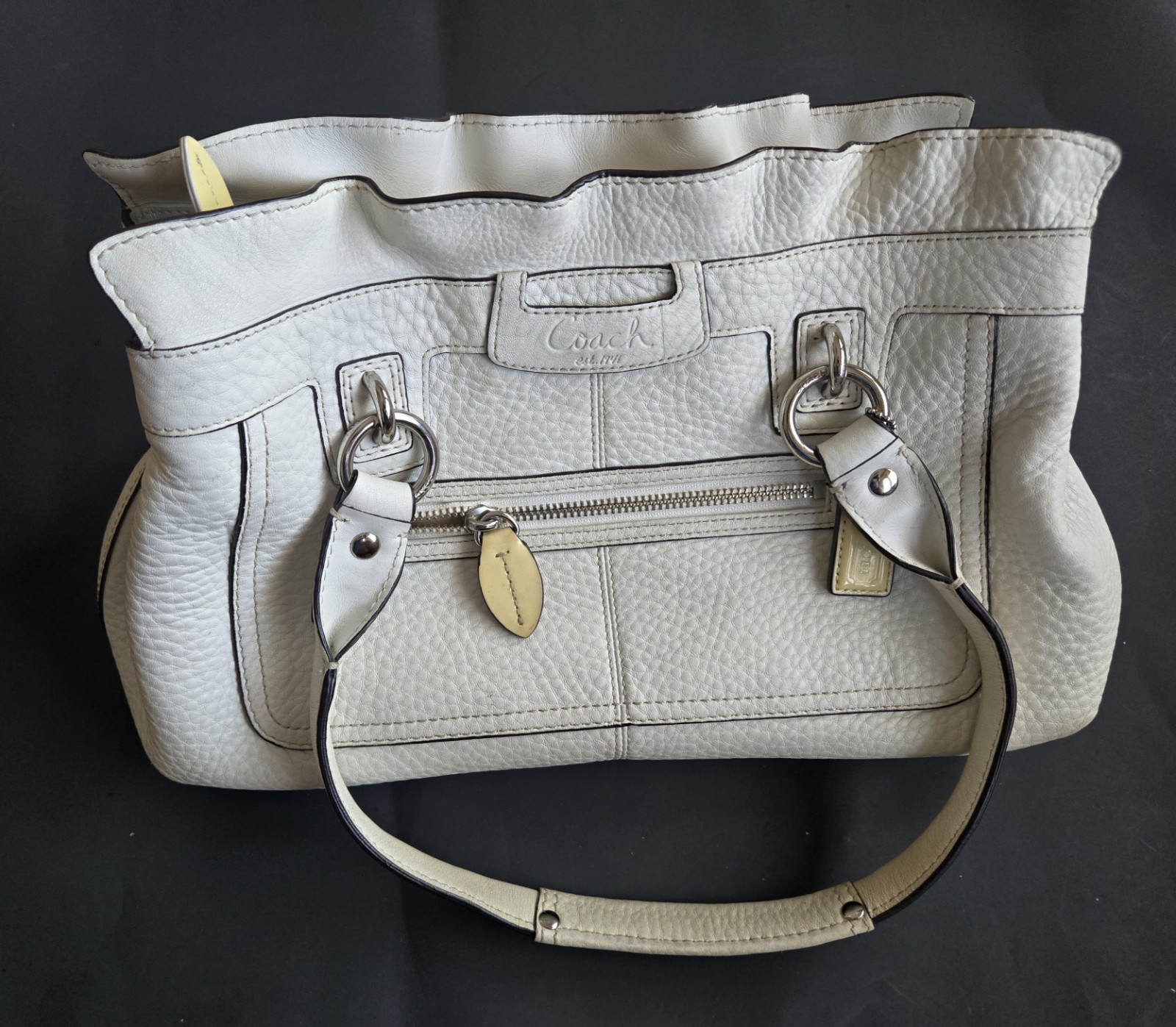 COACH PENELOPE Cream Pebbled Leather Tote Satchel Womens Shoulder Hand Bag