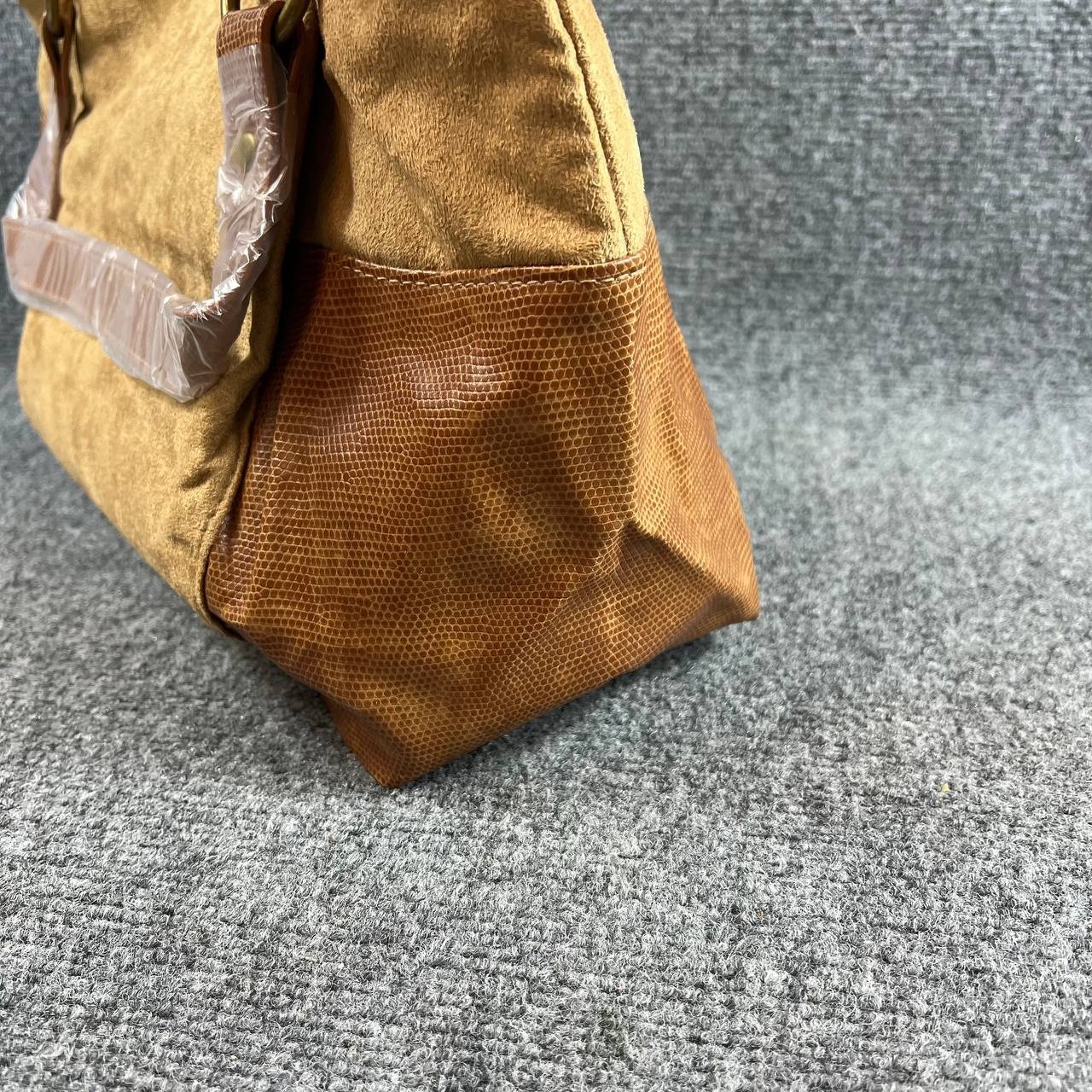 Estee Lauder Brown Tote Bag Fabric Faux Leather New With Stains