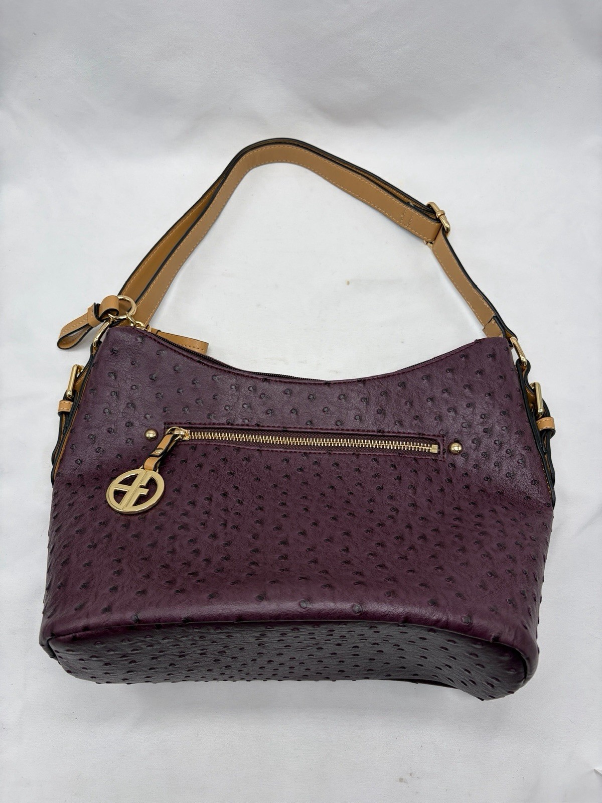 Giani Bernini Women’s Embossed Faux Ostrich Shoulder Bag Purse Purple NEW