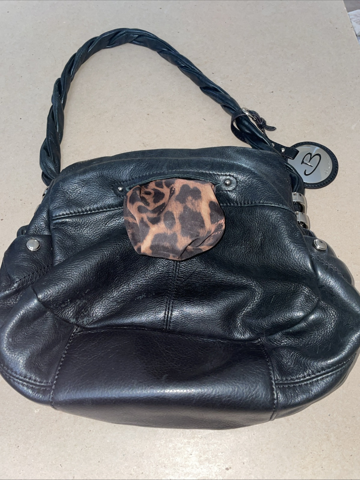 B. Makowsky Glove Leather Hobo Bag in black