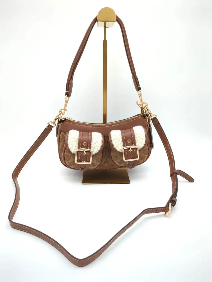 COACH Ashton Baguette Bag In Signature Canvas Brown Multi CY658 Outlet NEW #GBJ