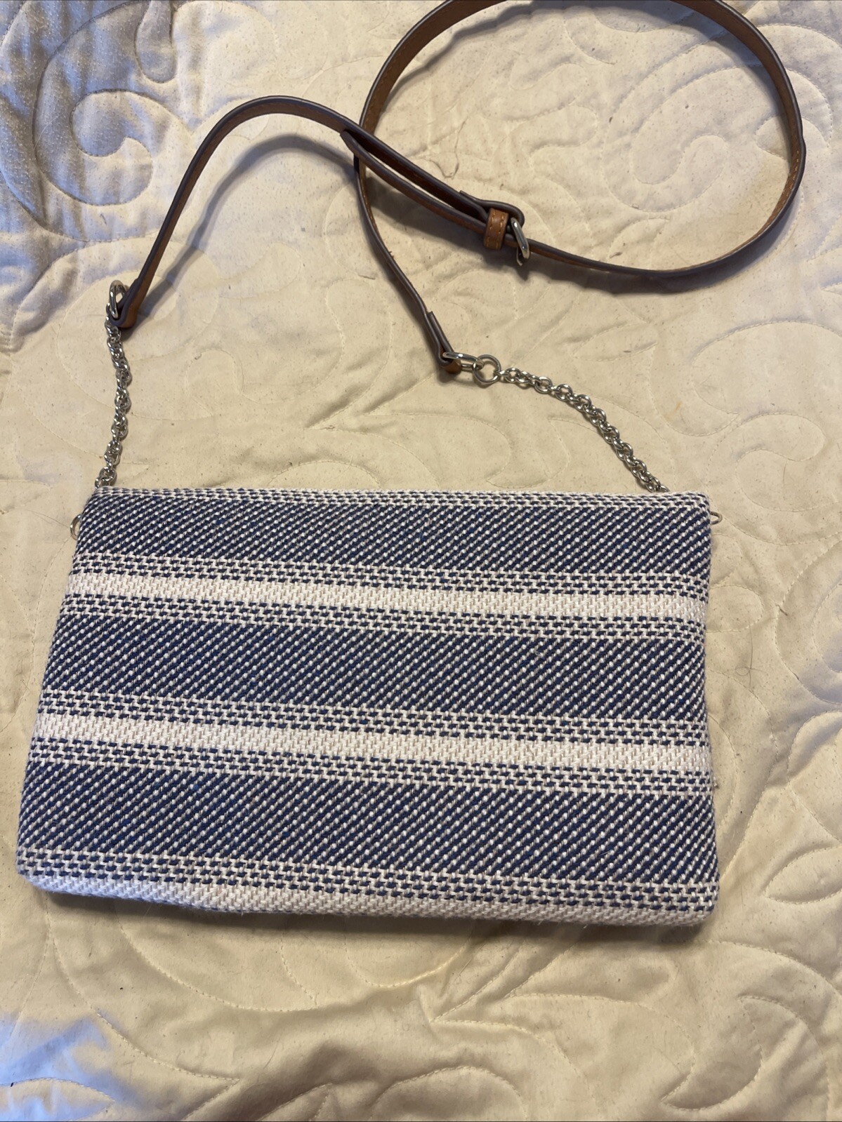 Market & Spruce Elissa Clutch Blue And White Weave Crossbody Bag • New w/o Tags