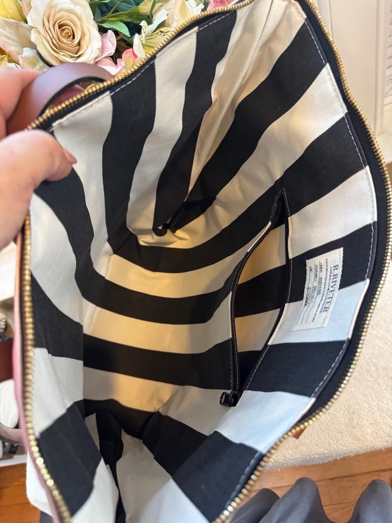 R. RIVETER Otto Sunset Stripe Printed Canvas + Tan Leather tote (800