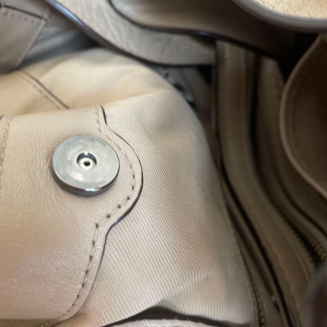 Excellent Condition COACH Shoulder Bag Edie Gray Beige Leather Suede from JAPAN