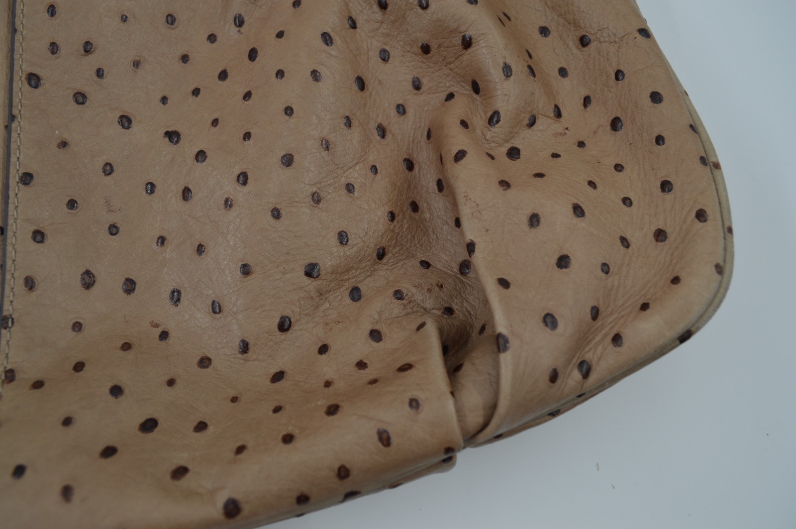 G.I.L.I. Got It Love It Hobo Bag Brown Tan Ostrich Embossed Leather Handbag