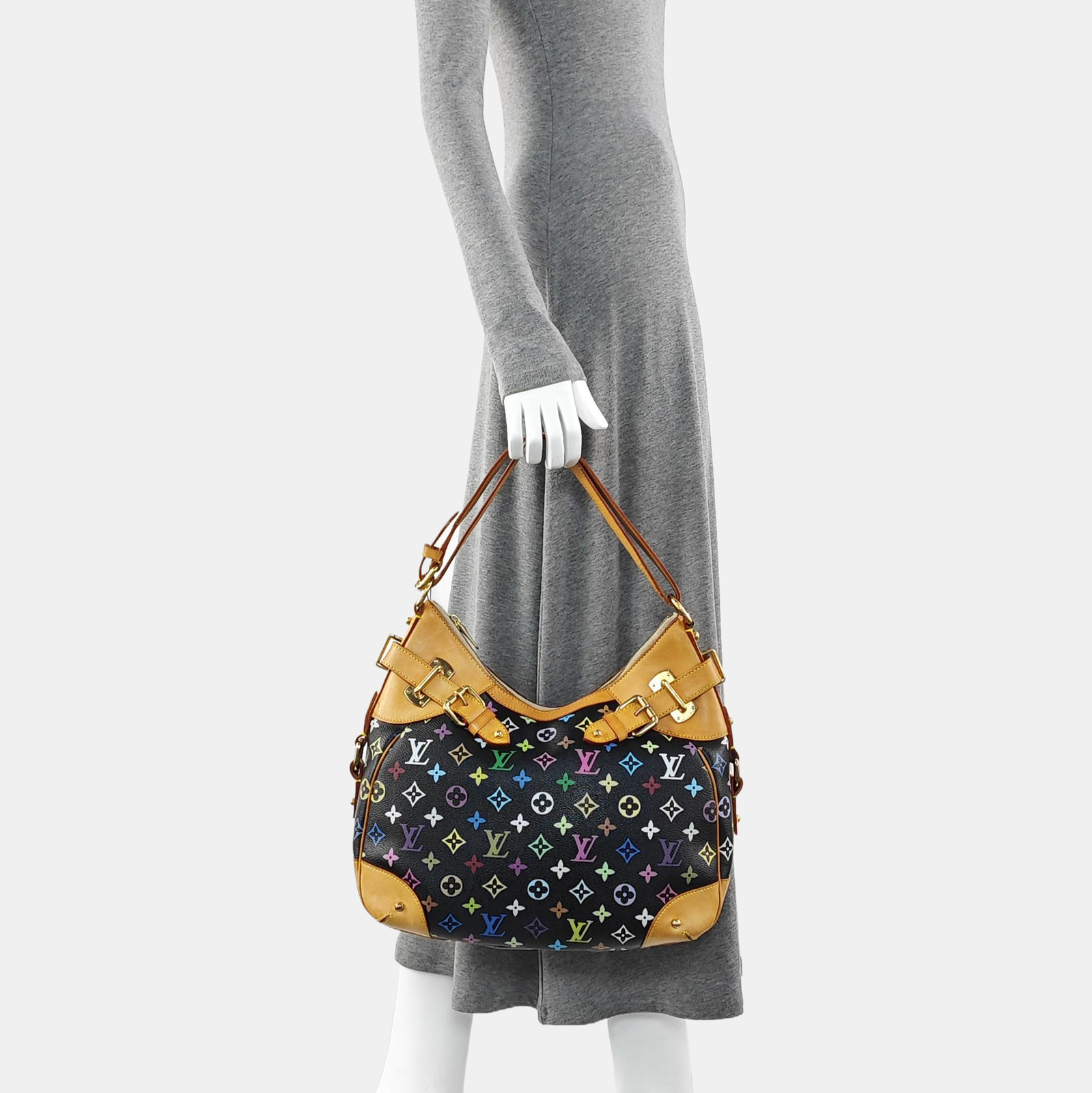 Louis Vuitton Greta Hobo Shoulder Bag Black Multicolor Monogram Canvas M40196
